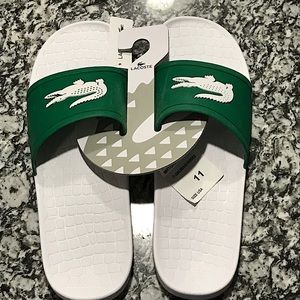 Original White and Green LACOSTE Sandals NWT